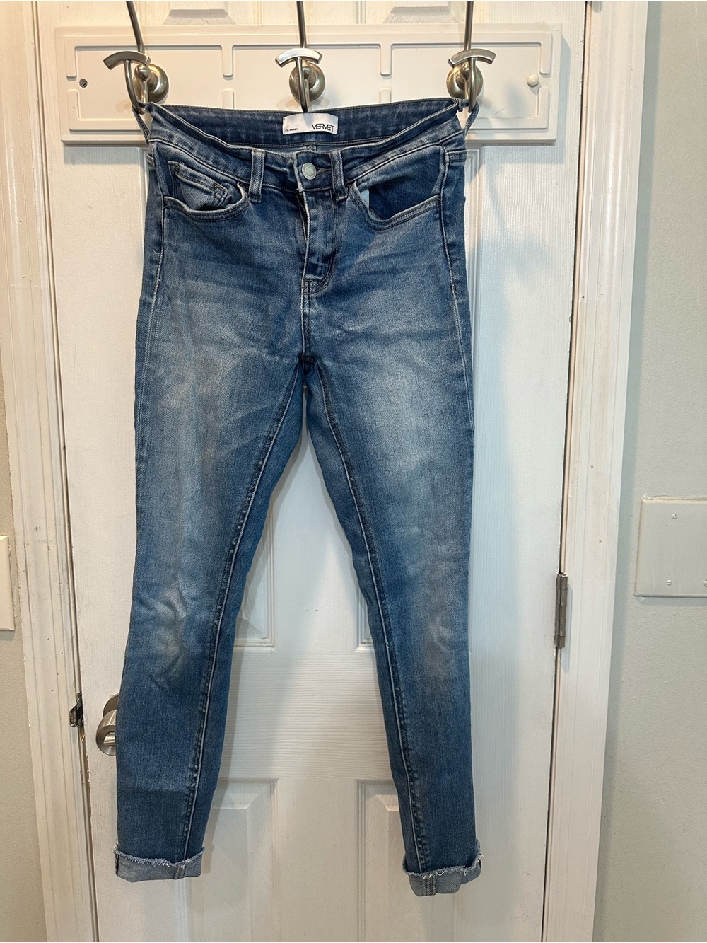 Vervet Los Angeles Medium Wash Cuffed Straight Jeans